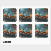 Dalmatisch Kerstfeest Reis Vierkante Sticker (Vel)