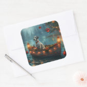 Dalmatisch Kerstfeest Reis Vierkante Sticker (Envelop)