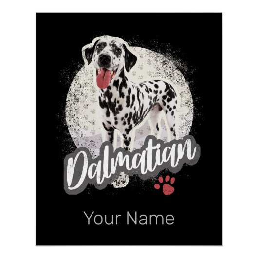 Dalmatisch met Paw  Hondenliefhebbers ontwerp Perfect Poster (Voorkant)