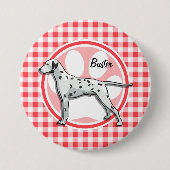Dalmatisch; rood en wit Gingham Ronde Button 7,6 Cm (Voorkant)