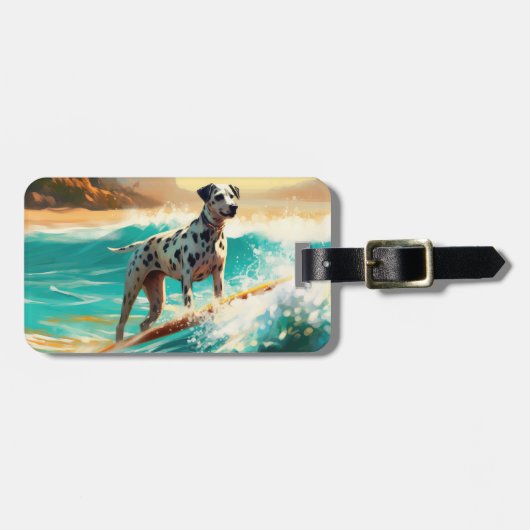Dalmatisch strand surfen schilderij bagagelabel (Voorkant horizontaal)