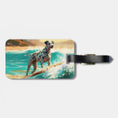 Dalmatisch strand surfen schilderij bagagelabel (Achterkant horizontaal)