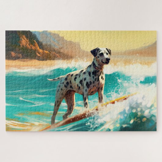 Dalmatisch strand surfen schilderij legpuzzel (Horizontaal)