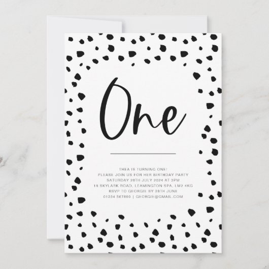 Dalmatische 1e verjaardag Uitnodiging (Voorkant)