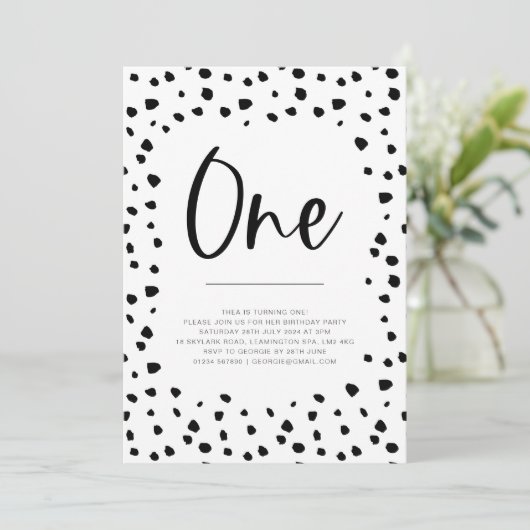 Dalmatische 1e verjaardag Uitnodiging (Staand voorkant)