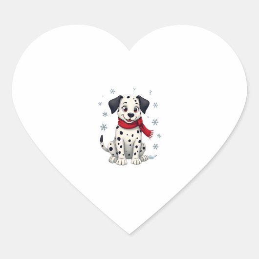 Dalmatische besneeuwde pret hart sticker (Voorkant)