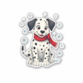 Dalmatische besneeuwde pret sticker (Voorkant)