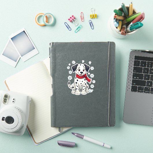 Dalmatische besneeuwde pret sticker (iPad Cover)