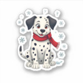 Dalmatische besneeuwde pret sticker (Voorkant)