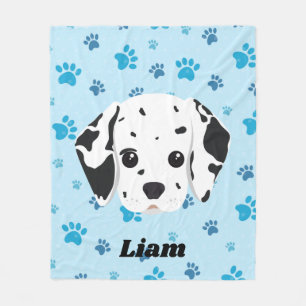 Dalmatische Blauwe Poot Print Gepersonaliseerde Ki Fleece Deken