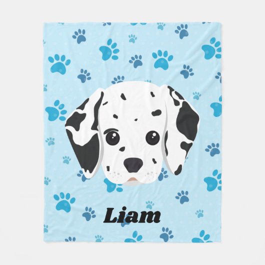 Dalmatische Blauwe Poot Print Gepersonaliseerde Ki Fleece Deken (Voorkant)