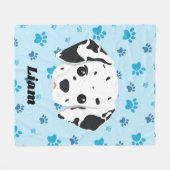 Dalmatische Blauwe Poot Print Gepersonaliseerde Ki Fleece Deken (Voorkant (Horizontaal))