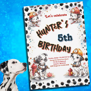 Dalmatische brandweerman verjaardag kaart