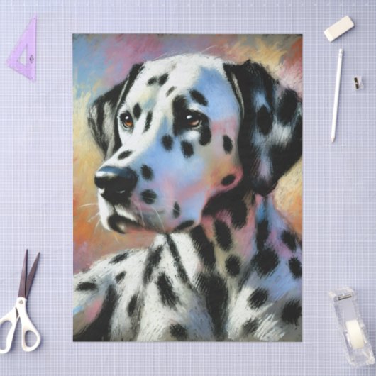 Dalmatische Chalk Pastel Hond Zwart Wit Decoupage Tissuepapier (Craft)