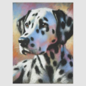 Dalmatische Chalk Pastel Hond Zwart Wit Decoupage Tissuepapier (Voorkant)