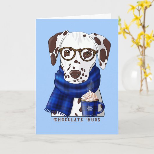 Dalmatische chocolade knuffels kaart (Gele Bloem)