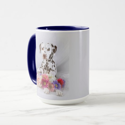 Dalmatische en bloemen mok (Voorkant links)