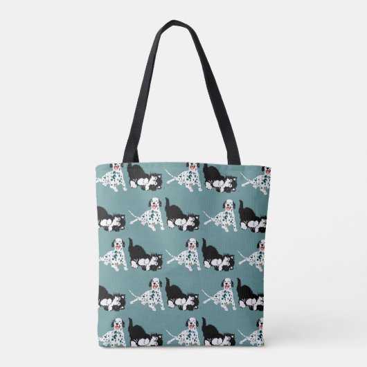 Dalmatische en Kat Canvas tas (Achterkant)