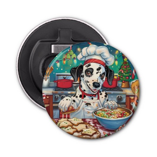 Dalmatische feestdagen bakken: feestelijke kerst button flesopener (Voorkant)