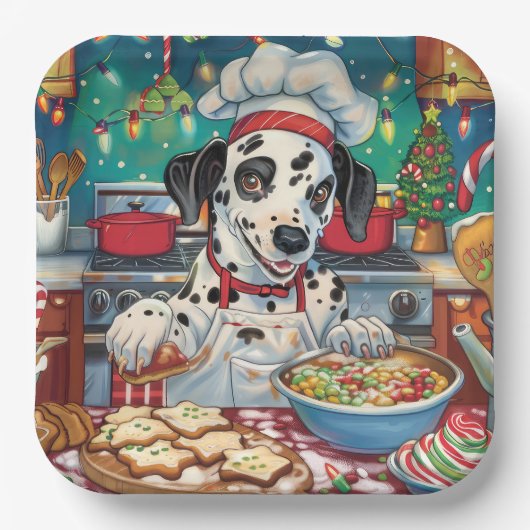 Dalmatische feestdagen bakken: feestelijke kerst papieren bordje (Voorkant)