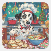 Dalmatische feestdagen bakken: feestelijke kerst vierkante sticker (Voorkant)