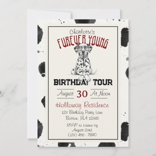 Dalmatische Furever Young 1st Birthday Pawty Kaart (Voorkant)