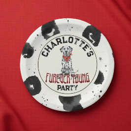 Dalmatische Furever Young 1st Birthday Pawty Papieren Bordje
