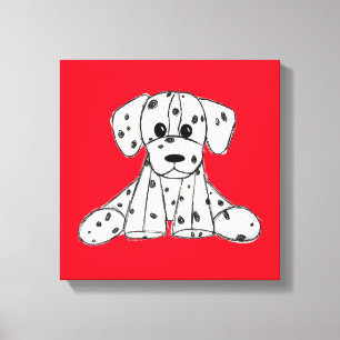 Dalmatische gestopte hond tekening overzicht eenvo canvas afdruk