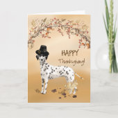 Dalmatische Grappige Pelgrim Pet Thanksgiving Kaart (Voorkant)