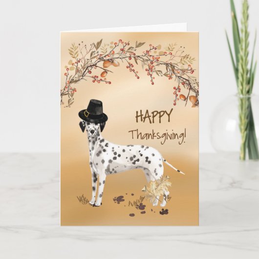 Dalmatische Grappige Pelgrim Pet Thanksgiving Kaart (Voorkant)