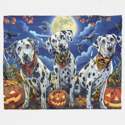 Dalmatische Halloween Spooky Fleece Deken (Voorkant (Horizontaal))