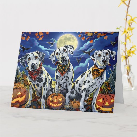 Dalmatische Halloween Spooky Kaart (Gele Bloem)