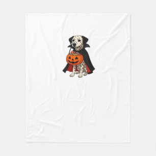 Dalmatische Halloween Vampierhond met Pompoenmand Fleece Deken