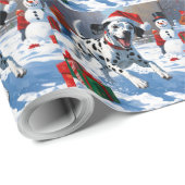 Dalmatische hardlopen in de sneeuw met kerst Pet Cadeaupapier (Rol Hoek)