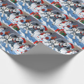 Dalmatische hardlopen in de sneeuw met kerst Pet Cadeaupapier (Hoek)