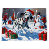 Dalmatische hardlopen in de sneeuw met kerst Pet Groot Cadeauzakje (Voorkant)