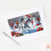 Dalmatische hardlopen in de sneeuw met kerst Pet Rechthoekige Sticker (Envelop)