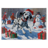 Dalmatische hardlopen in de sneeuw met kerst Pet Snijplank (Voorkant)