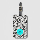 Dalmatische Hond Abstract Patroon Aqua Blue Monogr Bagagelabel (Voorkant (verticaal))