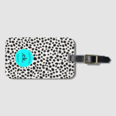 Dalmatische Hond Abstract Patroon Aqua Blue Monogr Bagagelabel (Voorkant (horizontaal))