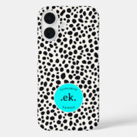 Dalmatische Hond Abstract Patroon Aqua Blue Monogr