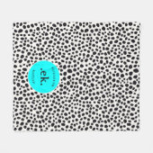 Dalmatische Hond Abstract Patroon Aqua Blue Monogr Fleece Deken (Voorkant (Horizontaal))