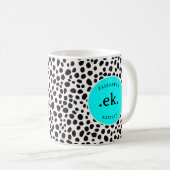 Dalmatische Hond Abstract Patroon Aqua Blue Monogr Koffiemok (Voorkant rechts)