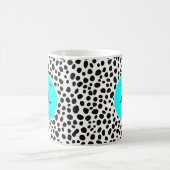 Dalmatische Hond Abstract Patroon Aqua Blue Monogr Koffiemok (Center)