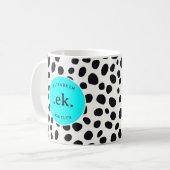 Dalmatische Hond Abstract Patroon Aqua Blue Monogr Koffiemok (Voorkant links)