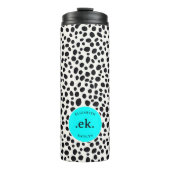 Dalmatische Hond Abstract Patroon Aqua Blue Monogr Thermosbeker (Voorkant)