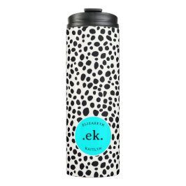 Dalmatische Hond Abstract Patroon Aqua Blue Monogr Thermosbeker