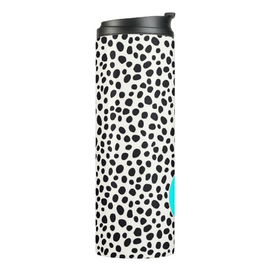 Dalmatische Hond Abstract Patroon Aqua Blue Monogr Thermosbeker (Gedraaid links)