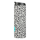 Dalmatische Hond Abstract Patroon Aqua Blue Monogr Thermosbeker (Geroteerd rechts)