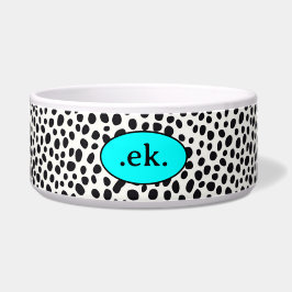 Dalmatische Hond Abstract Patroon Aqua Blue Monogr Voerbakje